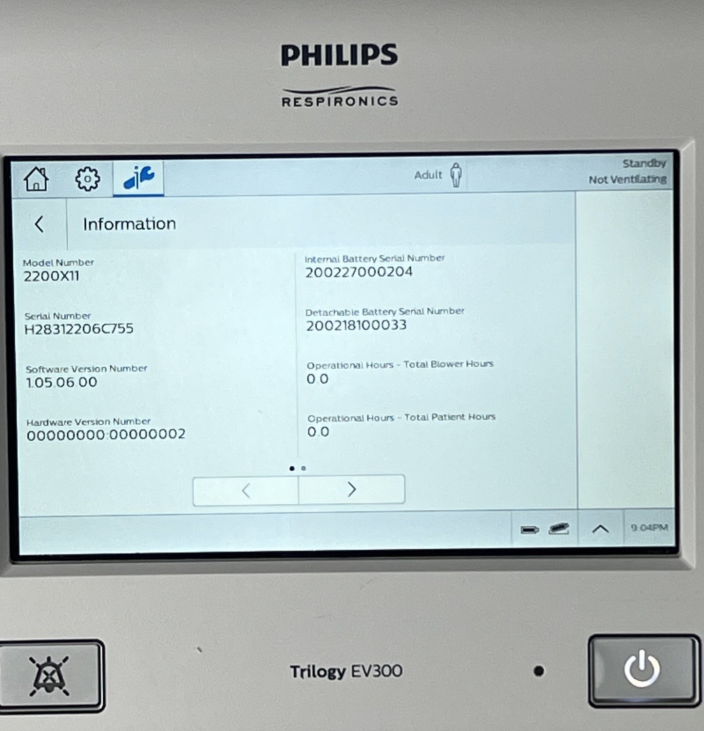 Philips Respironics Trilogy EV300 Ventilator - Advanced Respiratory Support with 0 Hours