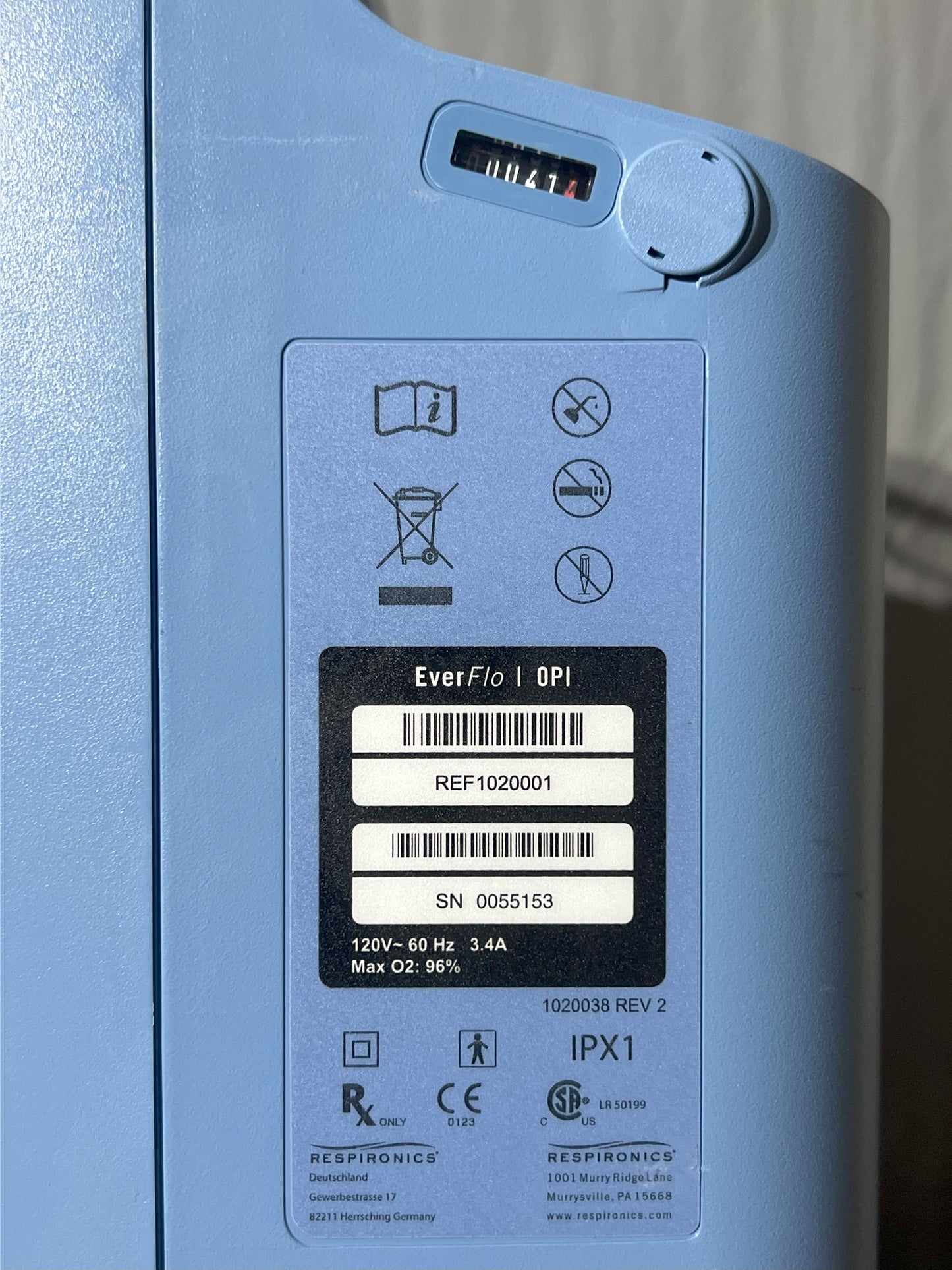 Respironics EverFlo with OPI Oxygen Concentrator - Low-Hours Medical Oxygen System