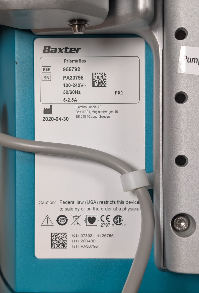 Baxter Prismaflex Ref 955792 CRRT Dialysis System w/ Prismaflo II/S Heater