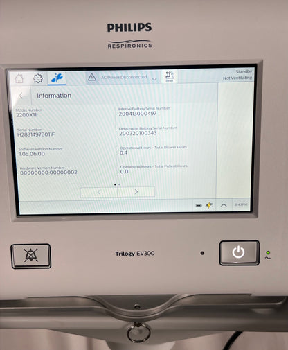 Philips Respironics Trilogy EV300 Ventilator - Complete System with Stand & Accessories