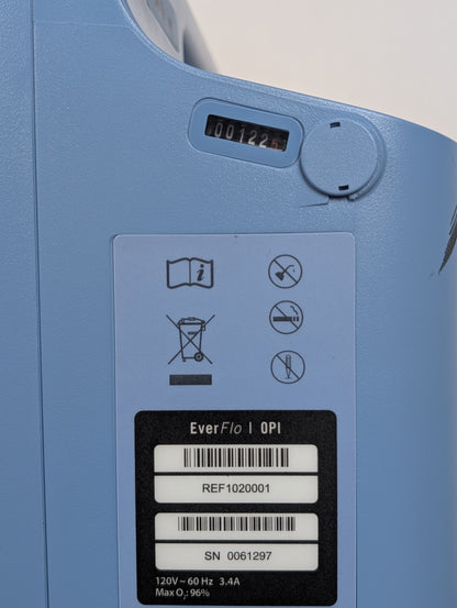 Respironics EverFlo with OPI Oxygen Concentrator - 42 TOTAL Hours