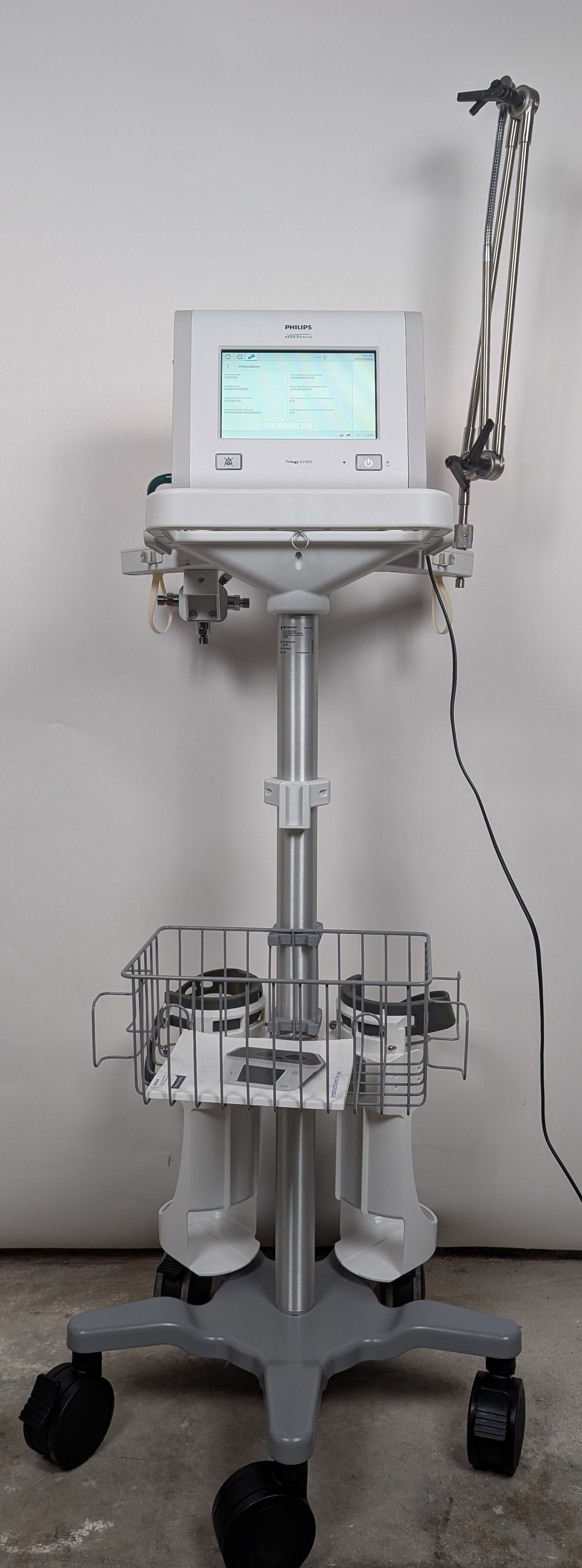 Philips Respironics Trilogy EV300 Ventilator - Complete System with Stand & Accessories