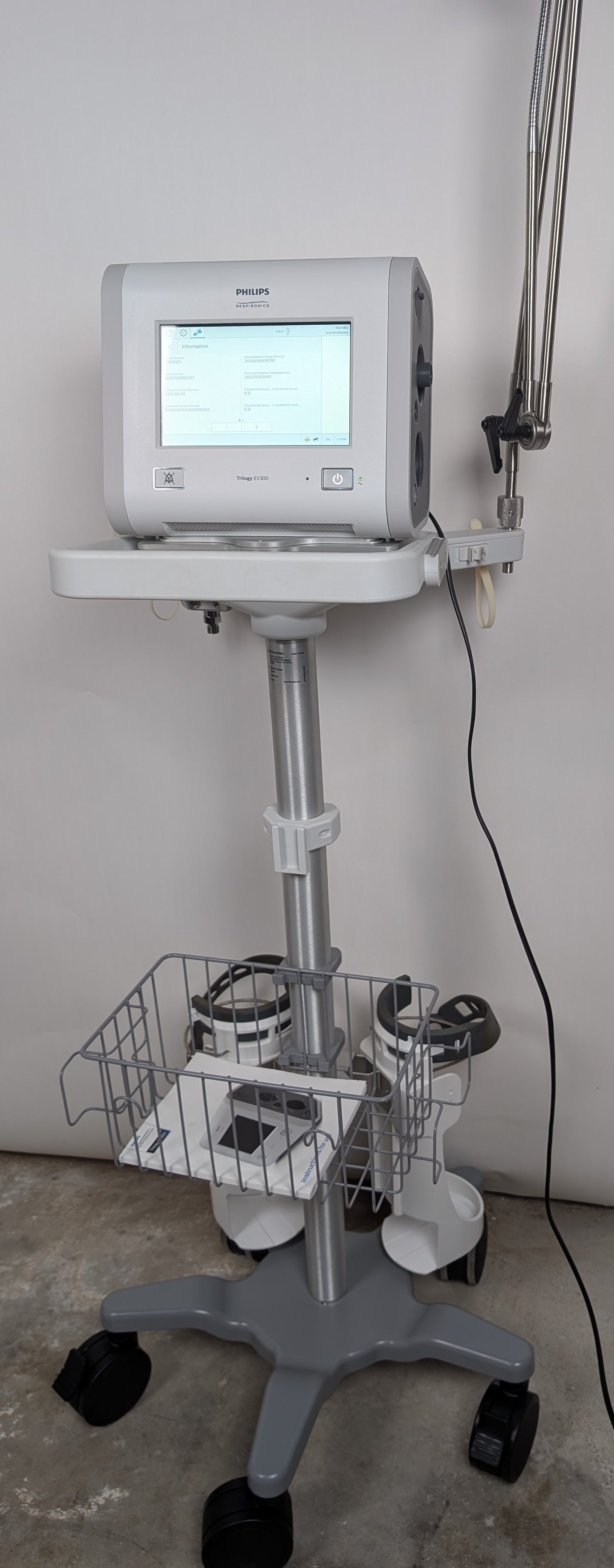 Philips Respironics Trilogy EV300 Ventilator - Complete System with Stand & Accessories
