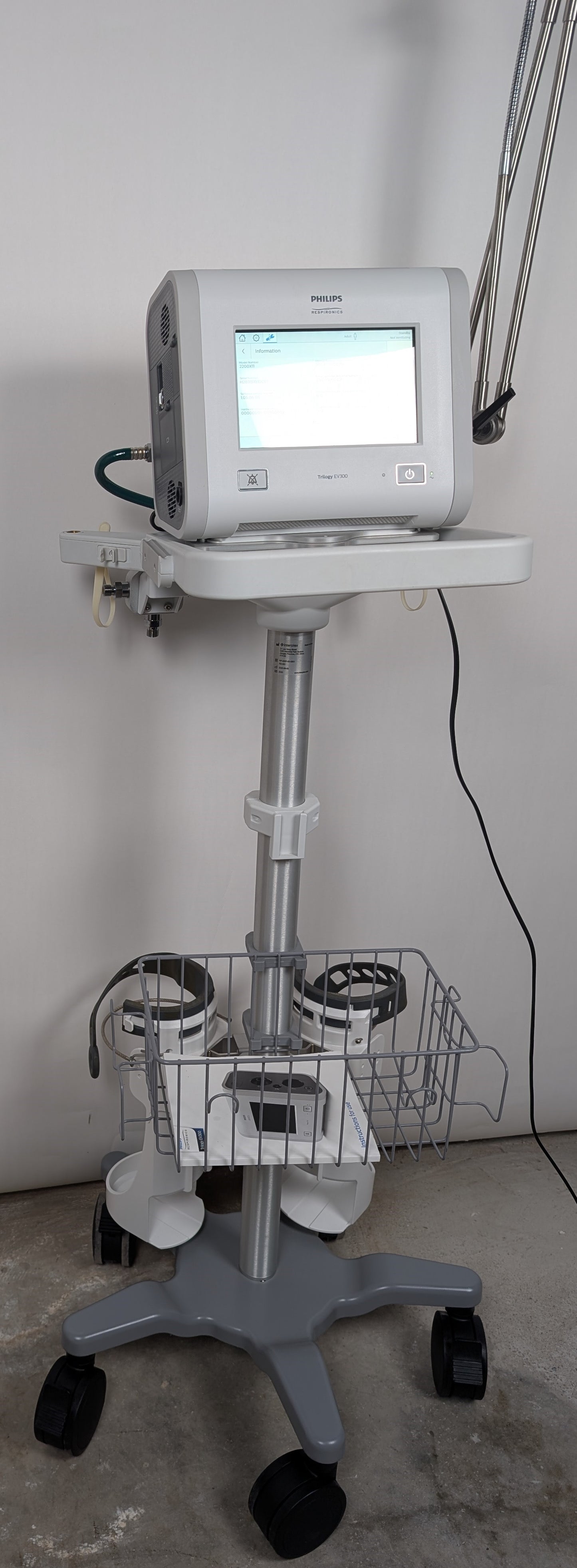 Philips Respironics Trilogy EV300 Ventilator - Complete System with Stand & Accessories