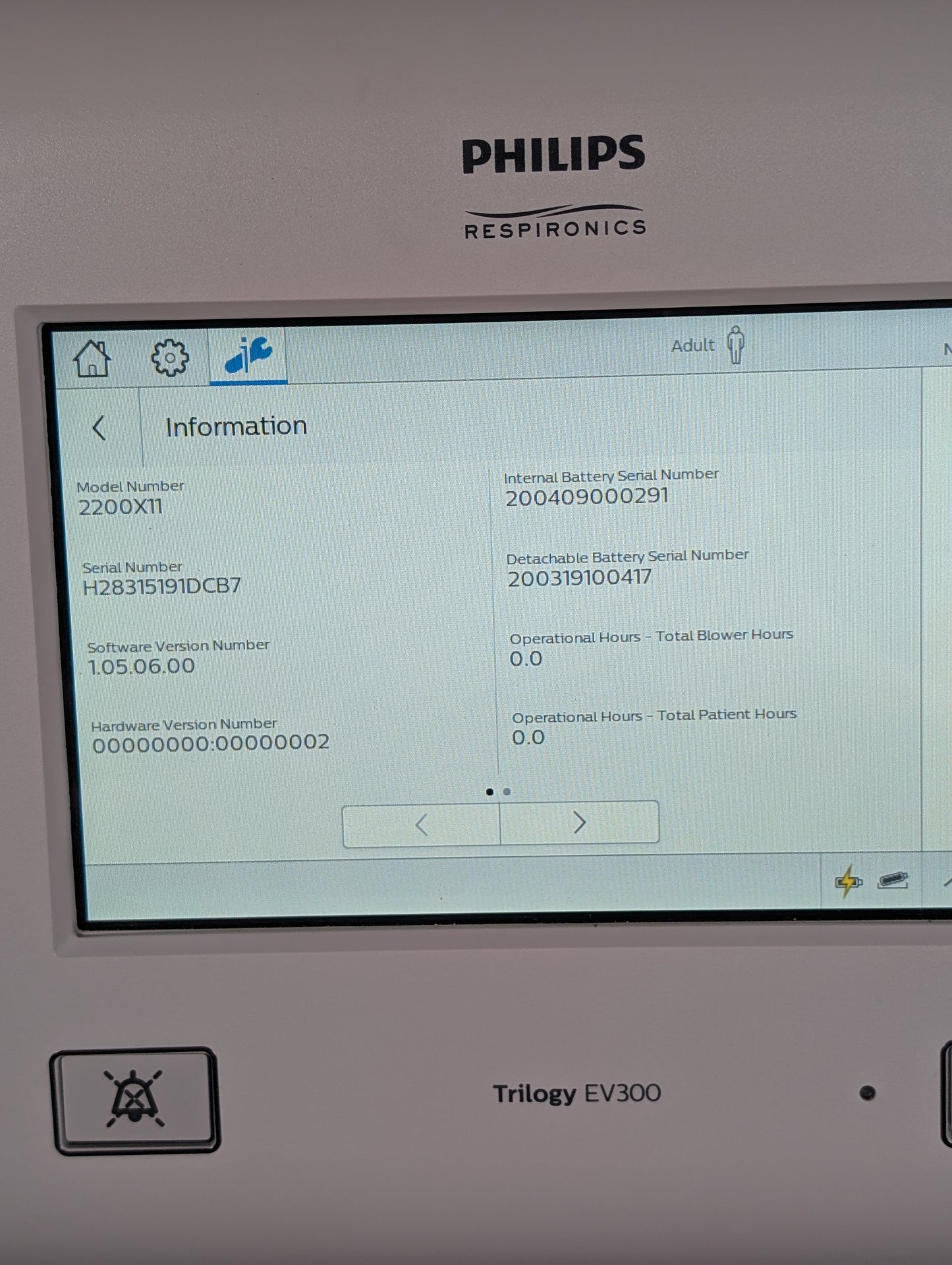 Philips Respironics Trilogy EV300 Ventilator - Complete System with Stand & Accessories