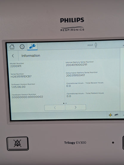Philips Respironics Trilogy EV300 Ventilator - Complete System with Stand & Accessories