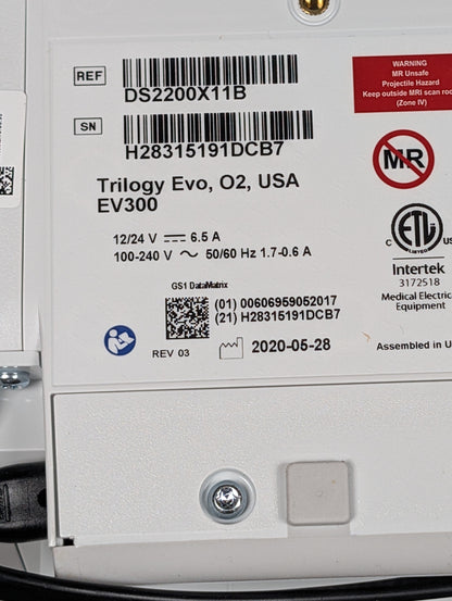 Philips Respironics Trilogy EV300 Ventilator - Complete System with Stand & Accessories