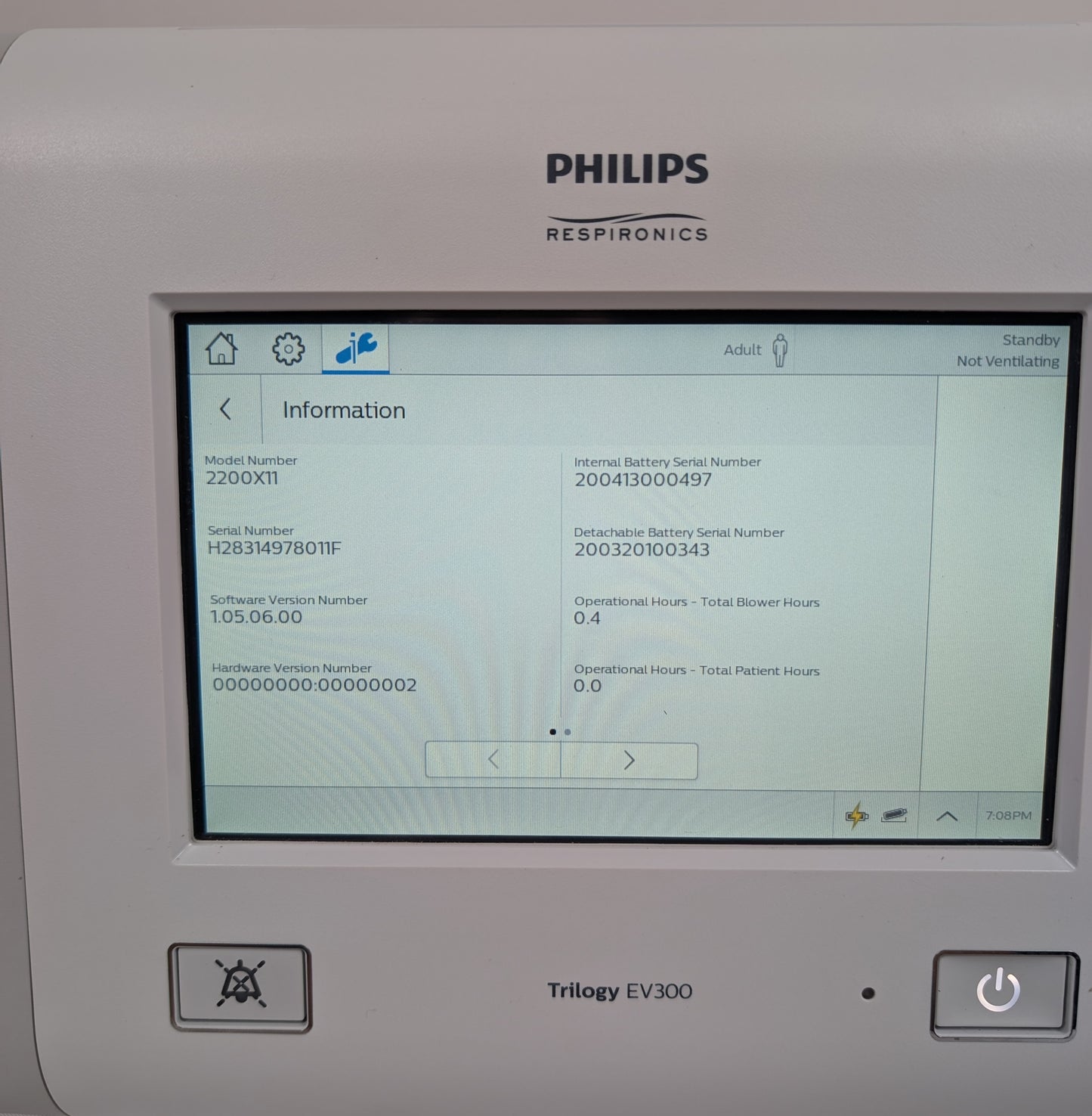 Philips Respironics Trilogy EV300 Ventilator - Advanced Respiratory Support with 0 Hours