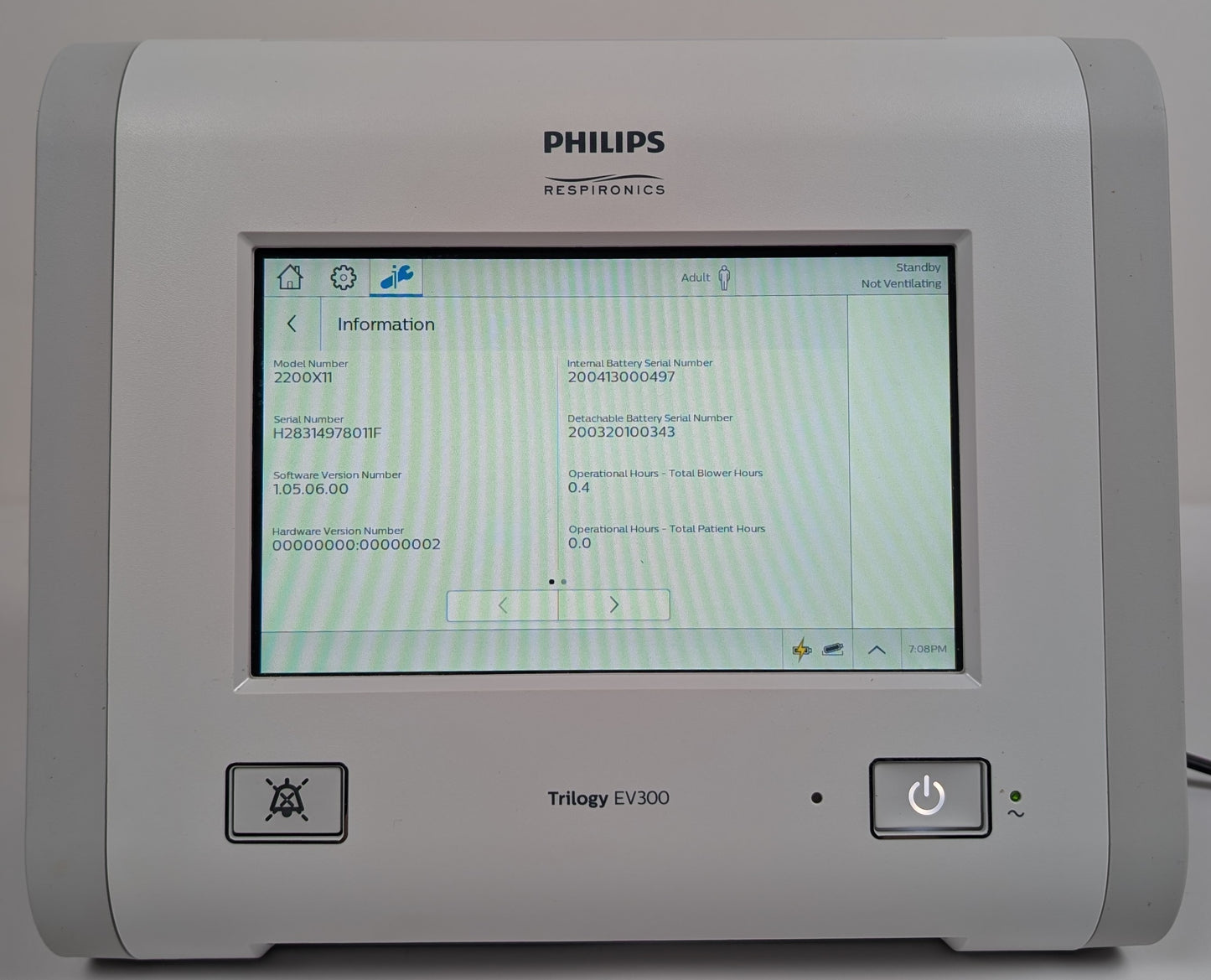 Philips Respironics Trilogy EV300 Ventilator - Advanced Respiratory Support with 0 Hours
