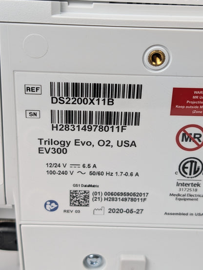 Philips Respironics Trilogy EV300 Ventilator - Advanced Respiratory Support with 0 Hours