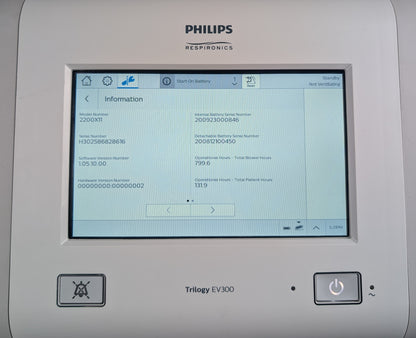 Philips Respironics Trilogy EV300 Ventilator - Complete System with Stand & Accessories