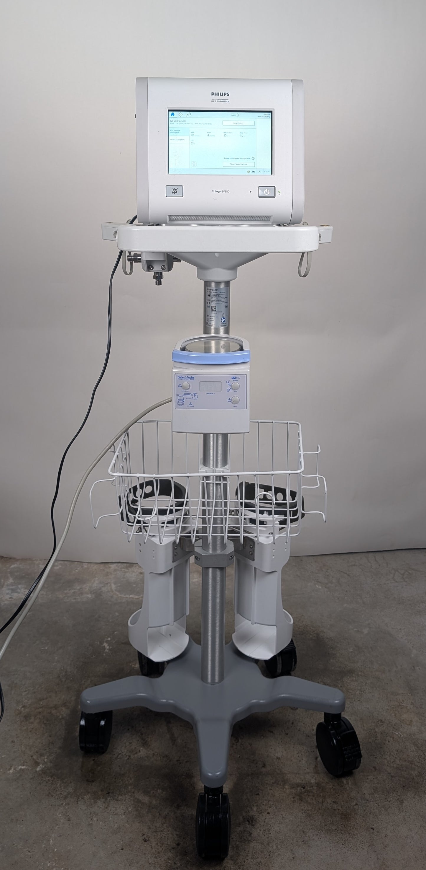 Philips Respironics Trilogy EV300 Ventilator - Complete System with Stand & Accessories